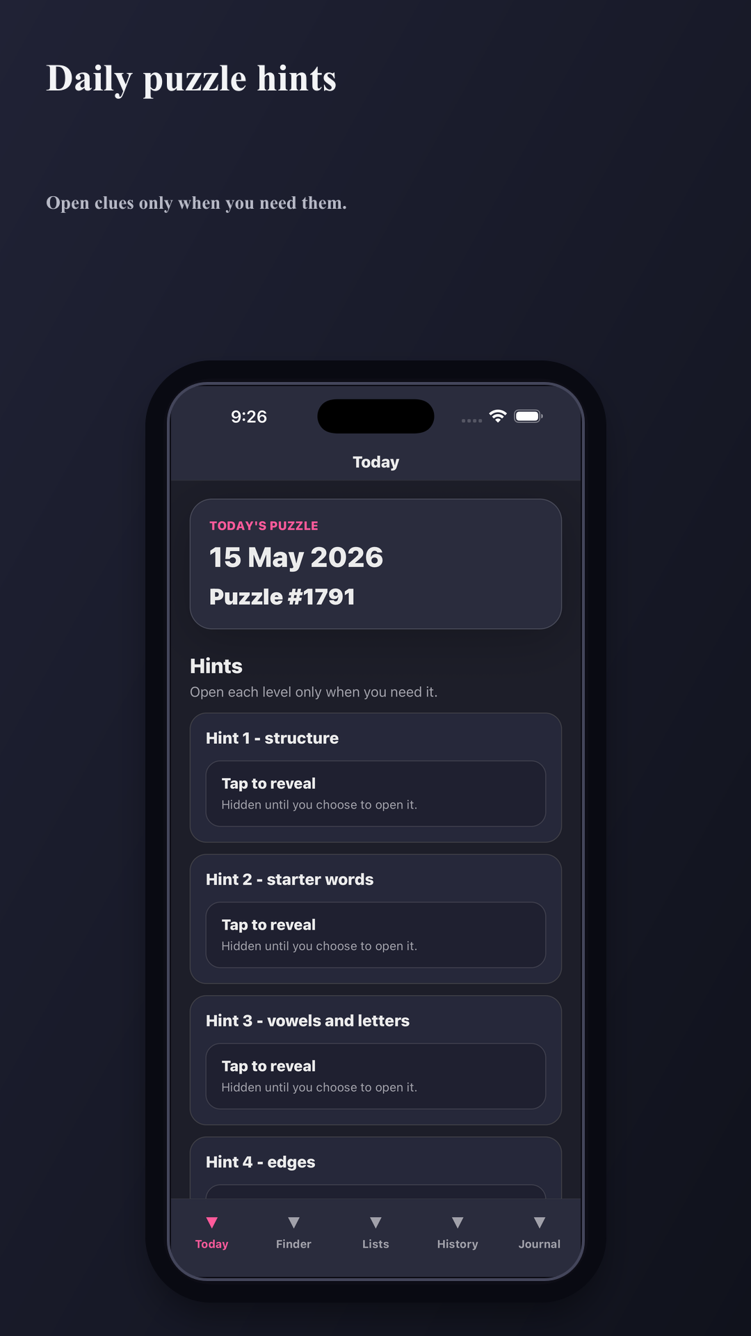 Xfire app daily puzzle hints screen