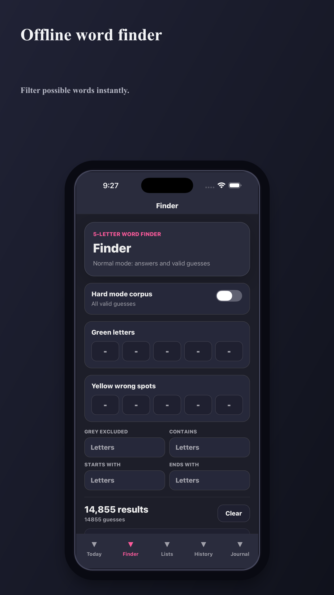 Xfire app word finder screen