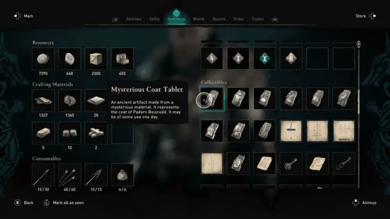 All 11 Mysterious Tablets in The Inventory Menu