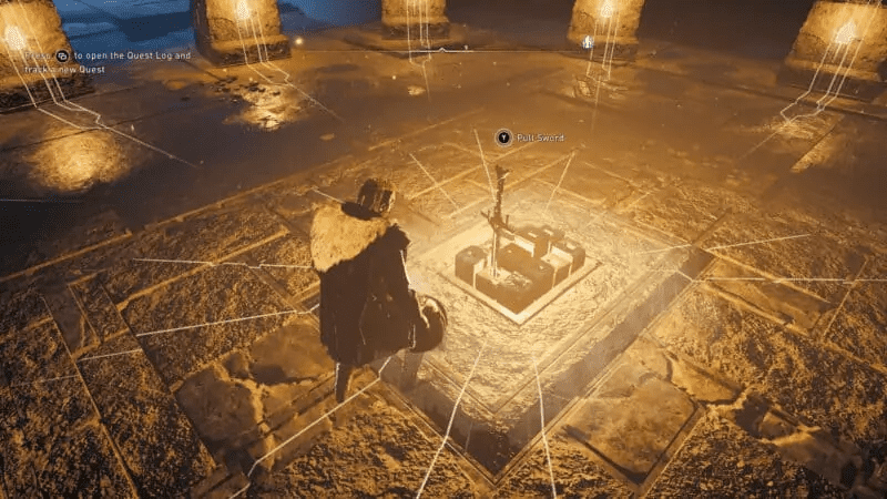 You will be prompted to pull the sword