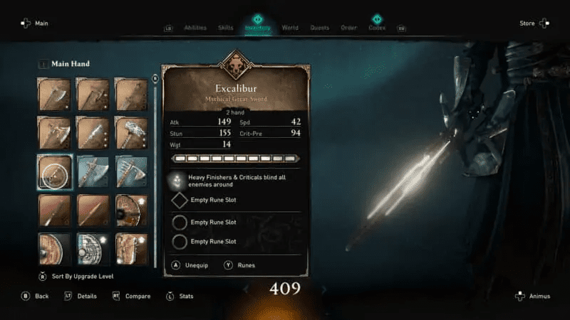 Excalibur Greatsword Stats