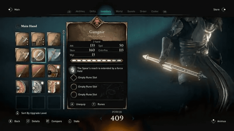 Gungnir Weapon Stats