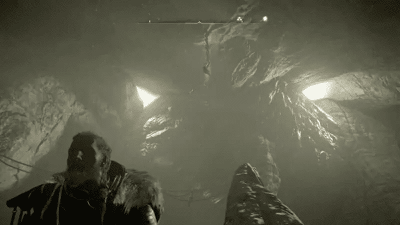 Hanging key in the open room above the spiked rocks