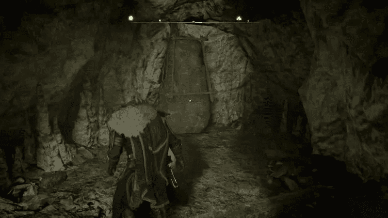 Moveable rock blocking the exit
