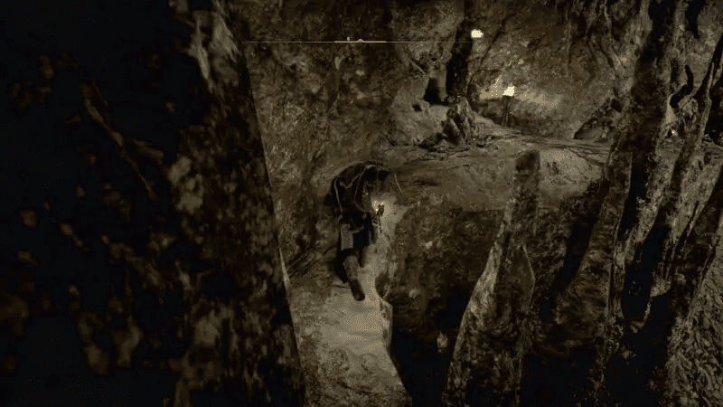 Reaching the top of the cavern using the ledges
