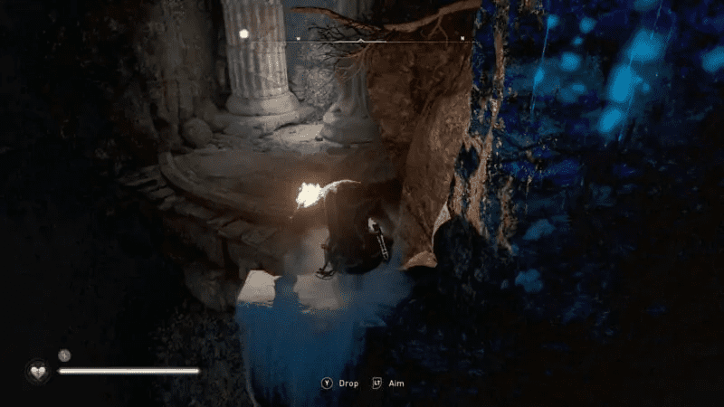 Jumping across the huge hole at the bottom