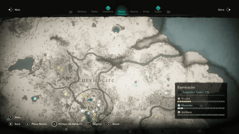 Location of the lake on the map