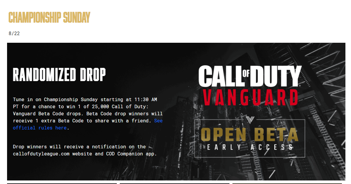 Call of Duty: Vanguard Beta starts this weekend