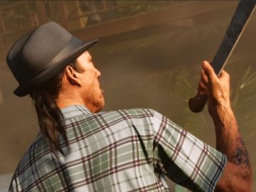 Yes, that is Danny Trejo holding a machete.