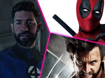 John Krasinski reacts to Hugh Jackman’s return in Deadpool 3, but director Shawn Levy denies that the actor is returning as Mister Fantastic. (Images: Marvel Studios/Disney)