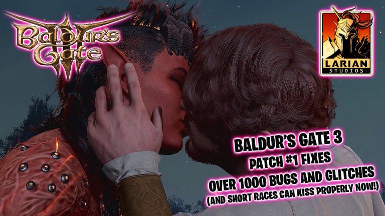 The first major Baldur’s Gate 3 patch that resolves 1000-plus bugs, including proper kiss animations for the height-challenged races.