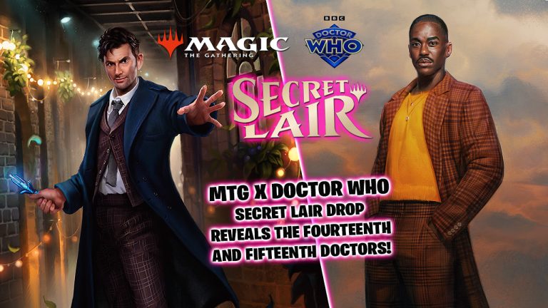 The Magic: The Gathering Secret Lair x Doctor Who: Regeneration Drop features the Fourteenth and Fifteenth Doctors from the holiday specials.