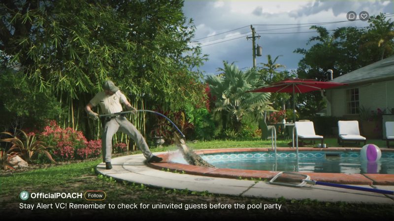 Here's another in-game screenshot of an alligator, which, apparently, is inspired by real-life scenarios in Florida.