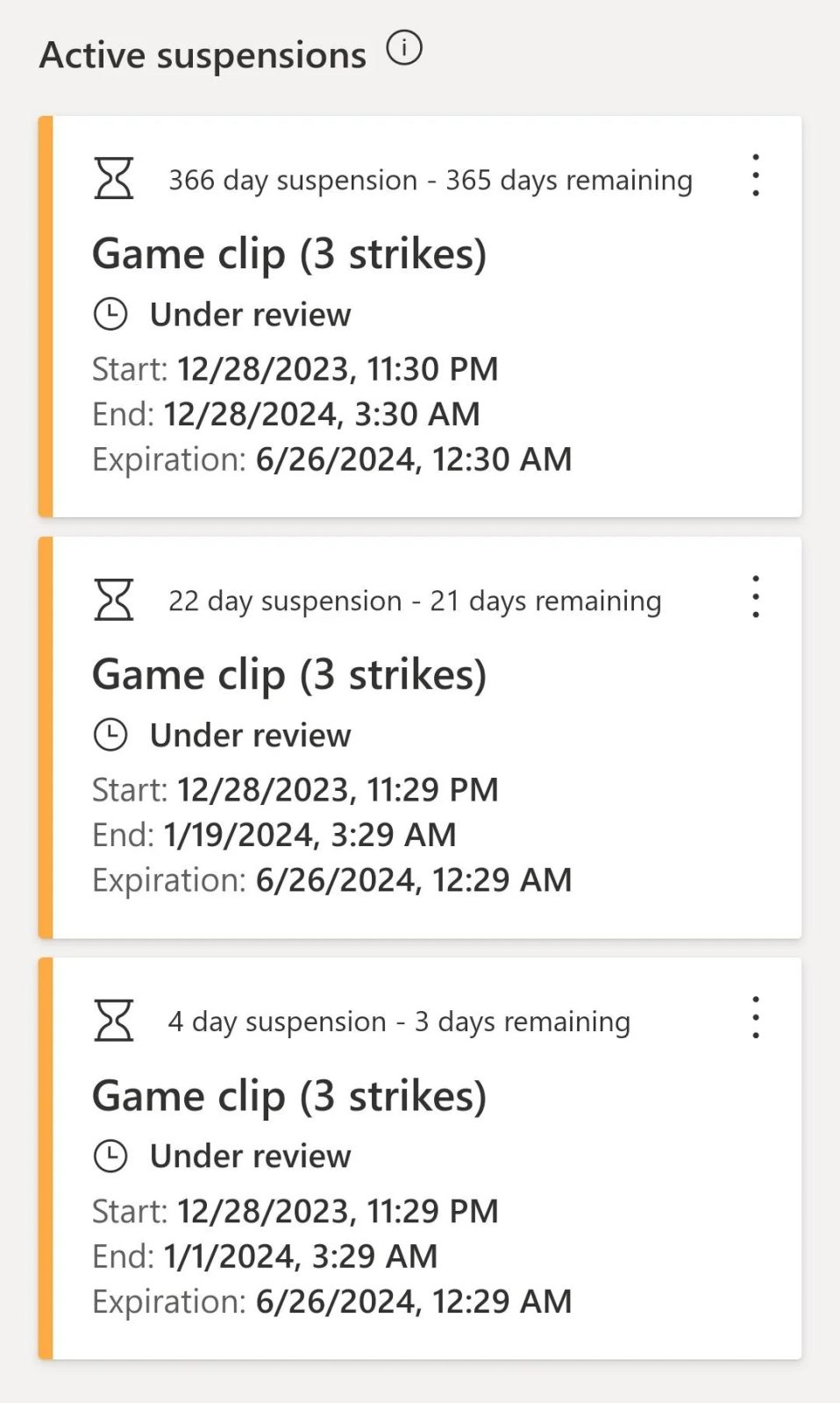 Xbox user banned for one year.