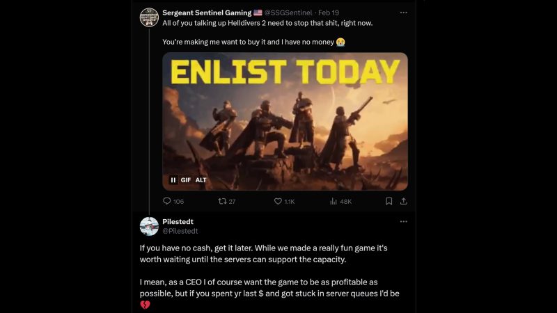 Despite telling players to hold off on Helldivers 2, the servers are still struggling to keep up.