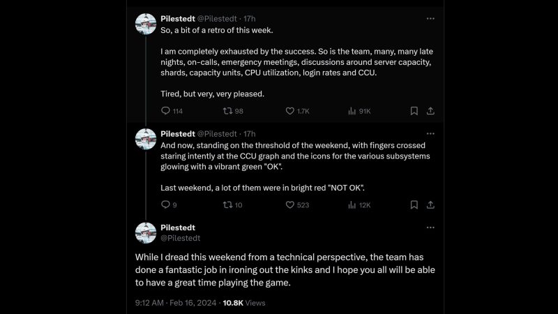 As Helldivers 2 sets new peak concurrent users every weekend, it'll be interesting to see how much more support Arrowhead will get from Sony.
